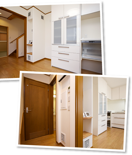 使いやすいキッチン背面収納ときれいな空気を供給するセンターダクト U様邸