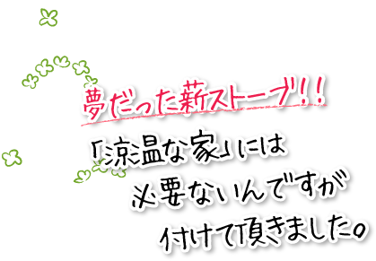 夢だった薪ストーブ！涼温な家には必要ないんですが、付けて頂きました。