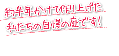 約半年かけて作り上げた私たちの自慢のお庭です！