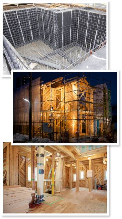 地下室工事 木造 注文住宅 耐震構造体 きれいに整頓された現場 H様邸