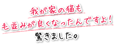 我が家の猫も毛並みが良くなったんですよ！驚きました。