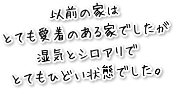 以前の家はとても愛着のある家でしたが湿気とシロアリでとてもひどい状態でした。