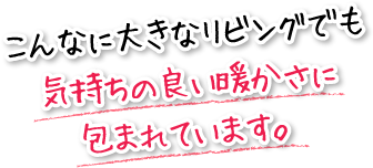 こんなに大きなリビングでも気持ちの良い暖かさに包まれています。