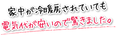 家中が冷暖房されていても電気代が安いので驚きました。