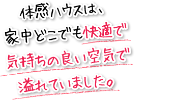 体感ハウスは、家中どこでも快適で気持ちの良い空気で溢れていました。