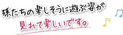 孫たちの楽しそうに遊ぶ姿が見れて楽しいです。