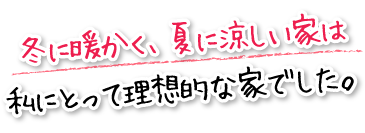 冬に暖かく、夏に涼しい家は私にとって理想的な家でした。