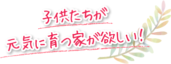 子供たちが元気に育つ家が欲しい！