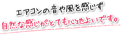 エアコンの音や風を感じず自然な感じがとても心地よいです。