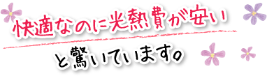 快適なのに光熱費が安いと驚いています。