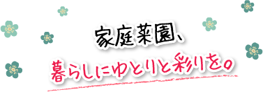 家庭菜園、暮らしにゆとりと彩りを。