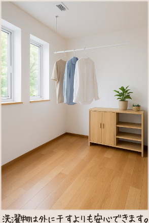 洗濯物は外に干すよりも安心できます。