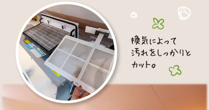 換気によって汚れをしっかりとカット。