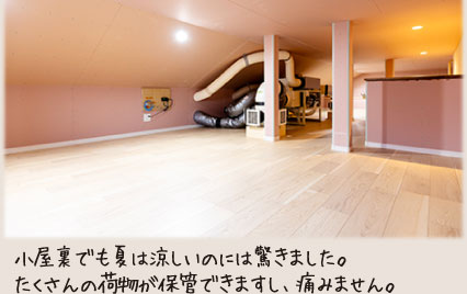 小屋裏でも夏は涼しいのには驚きました。たくさんの荷物が保管できますし、痛みません。