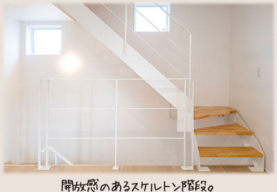 開放感のあるスケルトン階段。